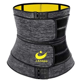 LAZAWG Women Neoprene Waist Trainer Sweat Belt Waist trimmer Sauna Waist Cincher Girdle Gray