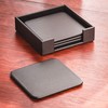 Dacasso Black Leather 4-Square Coaster Set