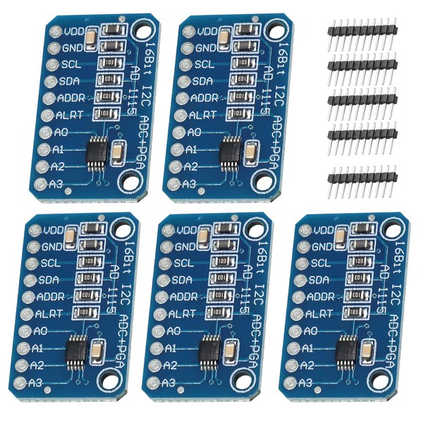 ADS1115 16 Bit 4 Channel Analog Digital Converter RUIZHI 5pcs ADS1115 I2C IIC Analog-Digital ADC PGA Converter High Precision Signal Converter with Programmable Amplifier for Arduino, Ra-Pi