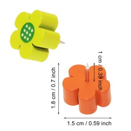 ONLYKXY 30pcs Multicolor Flower Push Pins Tacks Wood Cute Blossoms Shape Head Nail Thumb Tacks Steel Point Bottom Tacks for Cork Bulletin Board Colored Tacks Decorative Push Pins