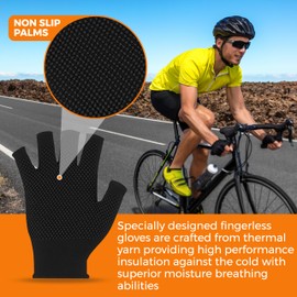 PowerFull Fingerless Gloves - Thermal Warm Gloves for Men & Women. Perfect for Touch Screen Half Finger Gloves Plush Knitted Gloves Outdoor Driving Working Running Cycling Gloves for Men and Women