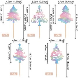 30 piezas de adornos para cupcakes de árbol de Navidad con purpurina, para decoración de pasteles de árbol de Navidad, Navidad, Navidad, baby shower, suministros para fiesta de cumpleaños, color plateado