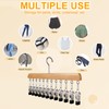Closet Organizer with 10 Clips, 2 Pack Wooden Hanging Storage