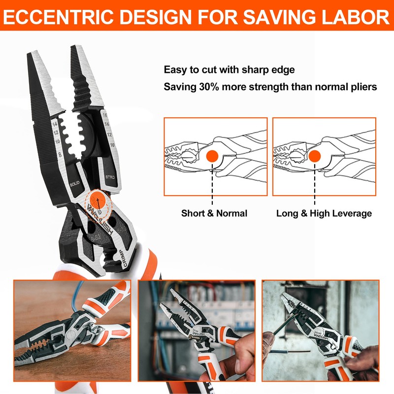 VANQUISH 10-in-1 Long Nose Pliers, 8‘’ Multipurpose Combination Pliers Wire