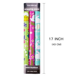 LeZakaa Easter Wrapping Paper Roll - Mini Roll - Easter Bunny, Egg/Stripe/Dot Print for Gift Wrap, Craft - 17 x 120 inches - 3 Rolls (42.5 sq.ft.ttl.)