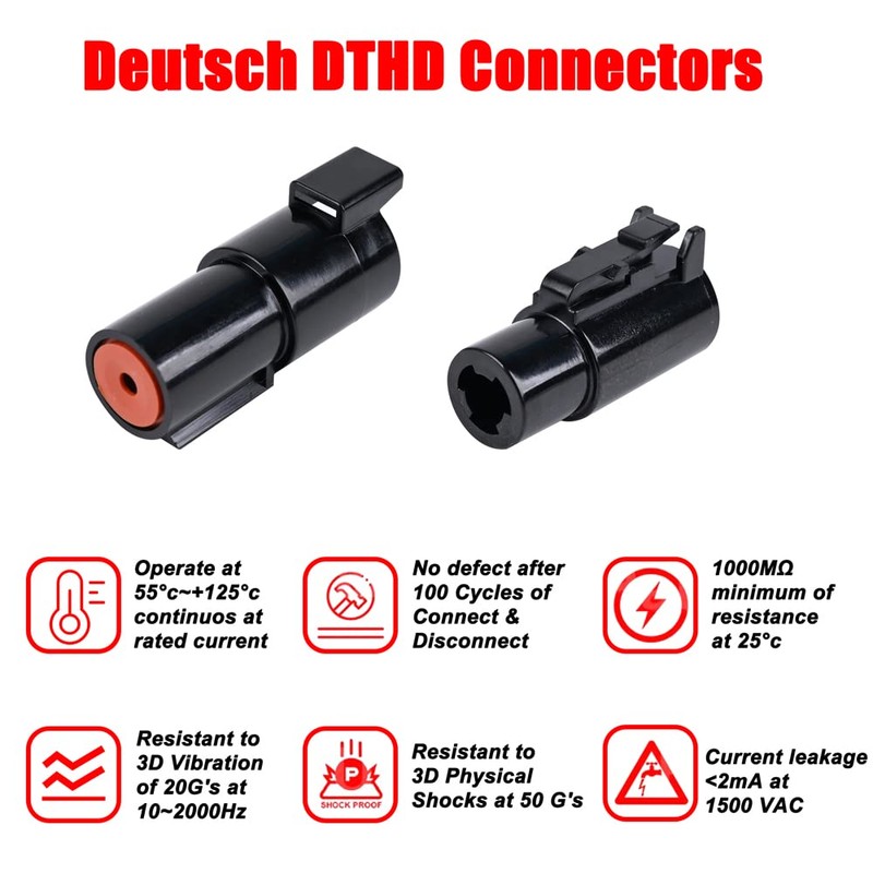 JRready ST6286 1 Pin DTHD Connector 4 Sets,IP67 Waterproof Single