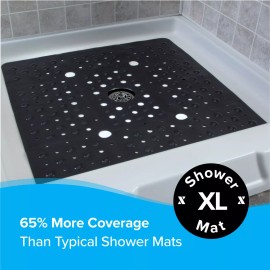 SlipX Solutions 65% MORE COVERAGE! SlipX Solutions Solid Black Extra Large Shower Mat (27")