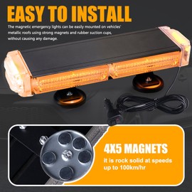 Nrgedzam 78 LED Emergency Lights for Vehicles, Magnetic Strobe Light, High Intensity Emergency Strobe Lights for Trucks, Double Side Flashing Strobe Light for Vehicles Tow Snowplow Pickup(Amber)