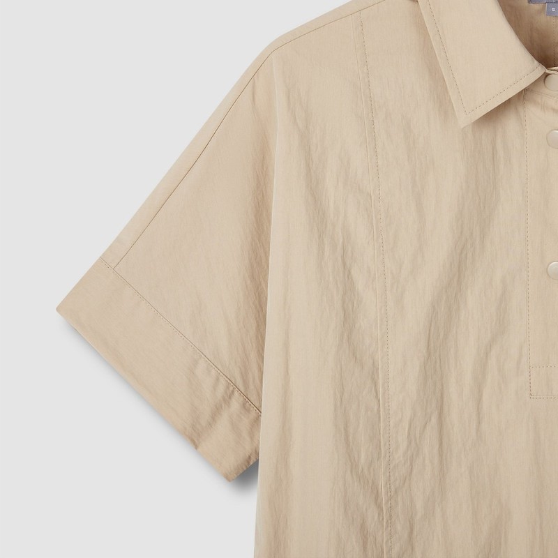 JAJU [JAJU] Women's Cotton Short Sleeve Dress_Beige