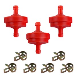 GOLD DEER 3Pack Lawn Mower 1/4 Inch Inline Gas Fuel Filter Small Engine Fuel Filter Replacement for Briggs Stratton Craftsman Toro 394358s 56679 394358 394358S 7014359YP 56679MA with 6 Pcs Fuel Clamps