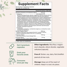 Micro Ingredients Women’s Probiotics 100 Billion CFU, 120 Veggie Capsules | 40 Strains with Cranberry, D-Mannose, Prebiotics & More | Synbiotic & Enzyme Complex | Supports Vaginal Flora & Gut Health