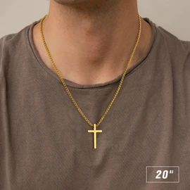 M MOOHAM Gold Cross Necklace for Men Women - Gold Cross Pendant Gold Cross Chain 18 Inch Gold Jewelry Gifts, Dainty 14k Gold Plated Cross Necklaces for Women Trendy, Christian Religious Gifts
