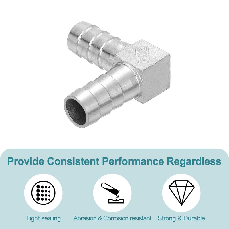 uxcell (3/4") 19mm Hose Barb 90 Degree Pipe Fitting, 304