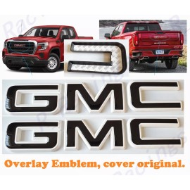 Auto Front Rear White Black Emblem Overlay 2019-2025 GMC Sierra 1500 2500HD 3500HD