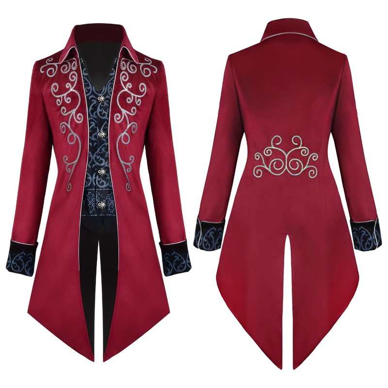 YORDET Medieval Steampunk Men's Tuxedo Gothic Retro Coat Carnival Victorian