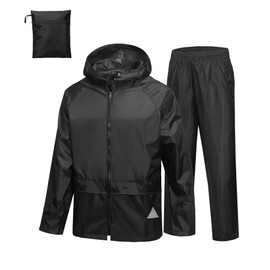 SWISSWELL Rain Suits for Men Women Waterproof Rain Gear for Fishing Heavy Duty Work Raincoat and Pants Black Meduim