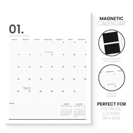 Karto Magnetic Calendar for Refrigerator 2025 - Vertical 8.5x11 inch Runs Until June 2026 - Versatile and Easy Planning with Aesthetic Fridge Calendar Magnet - Minimalist