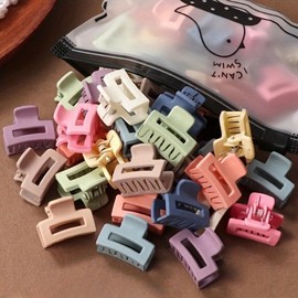 Mini Hair Claw Clips 20 Pcs Square Hair Clips for Thin Hair Nonslip Acrylic Banana Jaw Clips Bulk Hair Accessories for women and Girls - Multicolor (square)