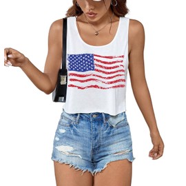 LUBERLIN 4th of July Tank Tops for Women(White 1,XL)