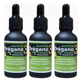 3 Pz Aceite De Orégano Orgánico 30ml Alto En Carvacrol Timol