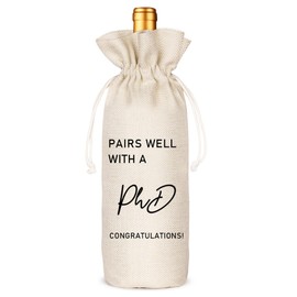 Graduation Wine Bag for Doctorate Degree, PhD, and Doctor, PhD Party Favors, Graduation Party Supplies- Burlap Reusable Gift