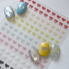 Tiny Knot Ribbon Nail Sticker 7 Types Metallic Nail / 쪼꼬미 매듭 리본네일스티커 7종 메탈네일
