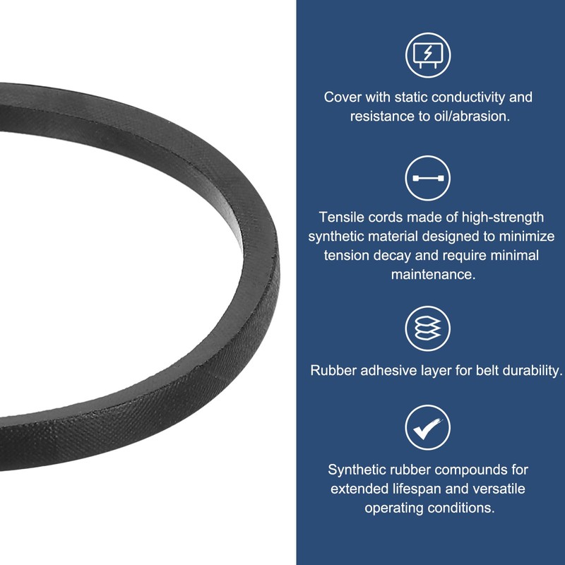sourcing map 3L150 Classic Wrapped Rubber V-Belt, 15"(381mm) Outside Circumference,