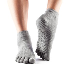 ToeSox Toe Ankle Socks - Heather Grey, Medium
