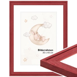 WANDStyle H120 Children's Room Picture Frame for Children's Drawings DIN A4 21 x 29.7 cm Modern Wooden Frame Red Grained Made in Germany