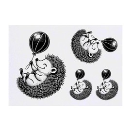 Azeeda 4 x 'Igel mit Ballon' Temporäre Tattoos - Wasserfest, Hautfreundlich & Ungiftig · Transfers in Verschiedenen Größen (TO00083152)