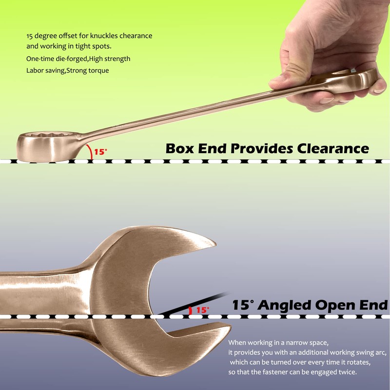 WEDO Non-Sparkling Combination Spanner 8 mm Length 120 mm Non-Magnetic