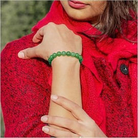 Green Bracelet for Women and Men Imitation jade bracelet with round beads (Green, One Size（8MM）)