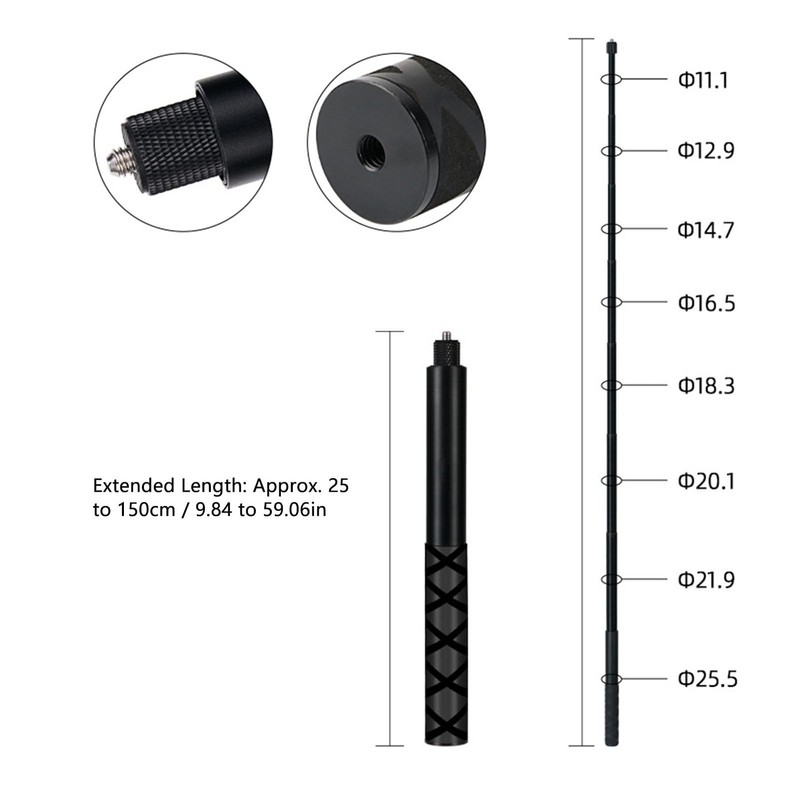 1.5M Extension Selfie Stick for Insta 360 X4, X3, ONE