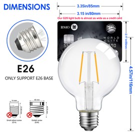 ENERGETIC SMARTER LIGHTING 5W Dimmable G25 LED Globe Light Bulb, G25 LED Vintage Light Bulb, 60W Equivalent, 500Lumens, 2700K Soft White, E26 Base, UL Listed, 6-Pack