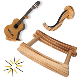 Guitar Stand Wooden Horizontal Guitar Hanger,Acoustic Guitar Wall Mount Holder,Electric Guitar Wall Hanger Slatwall Classical Guitar Holder Bass Stand Rack Hook,Wood Color