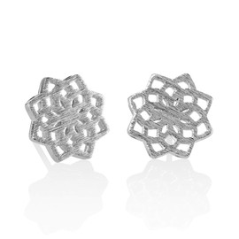 namana Silver Mandala Stud Earrings for Women. Brushed Finish Sacred Geometry Gold Earrings for Women. Cute Silver Stud Earrings for Women. Mandala Flower Jewelry with Gift Box