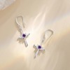 FANCIME Amethyst Cross Dangle Drop Earrings 925 Sterling Silver Dainty