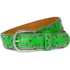 styleBREAKER Rivet Belt with Multicoloured Small Rivets, Belt Faux Leather, Plain, Can Be Shortened, Unisex 03010071, Green