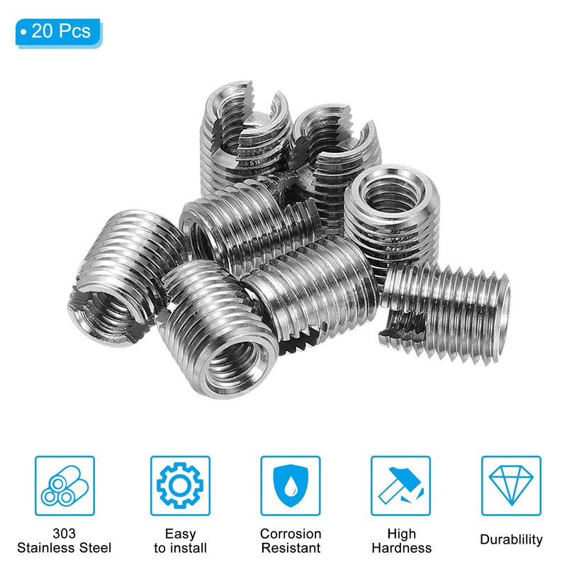 PATIKIL Self-Tapping Threaded Inserts, 20 Pcs M4 x M6.5 x