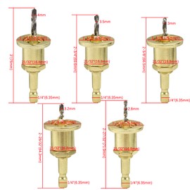 BIGP 5 Pieces Pre-Drill with Countersink and Depth Stop, Countersink Wood Drill with 1/4 Inch Hex Shank, Drill Bit with Countersink for Woodworking, Plastic, Drilling