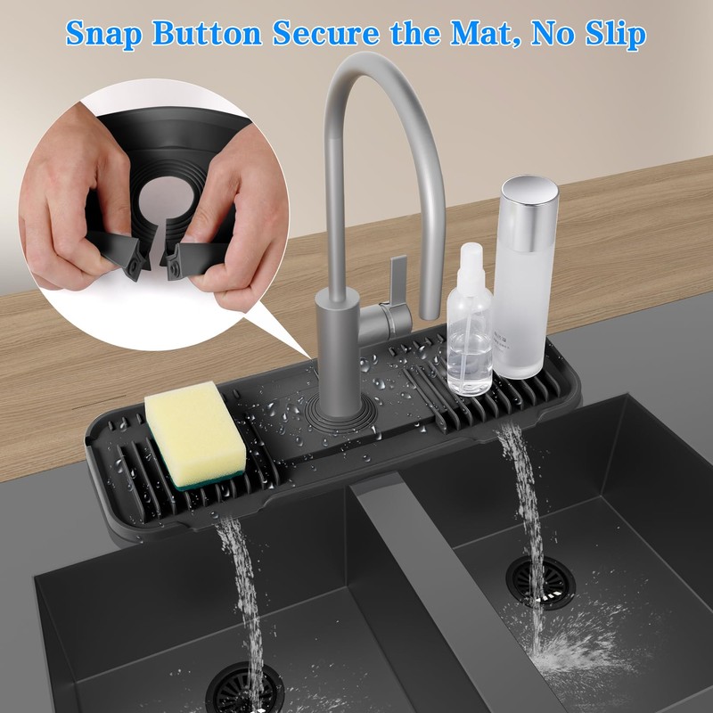 2nd Generation Silicone Faucet Mat, Kitchen Faucet Drip Catcher with