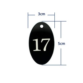 Acrylic Oval Numbered Labels with Key Ring for Organization (Black, 01-25)