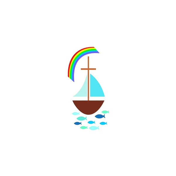 Wax Motif Sailing Boat with Rainbow 5 x 10 cm