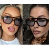 BAODAREN Trendy Aviator Sunglasses for Women Men Hexagonal Square Thick