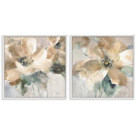 Stupell Industries Abstract Beige Flowers 2 Piece Framed Giclee Art Set by Danhui Nai