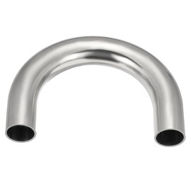 PATIKIL 180 Degree Sanitary Extended Pipe, 1inch OD U Mandrel Bend Elbow Exhaust Pipe Straight Connector 304 Stainless Steel Extended Pipe for Welding Modified Stair Handrail HVAC