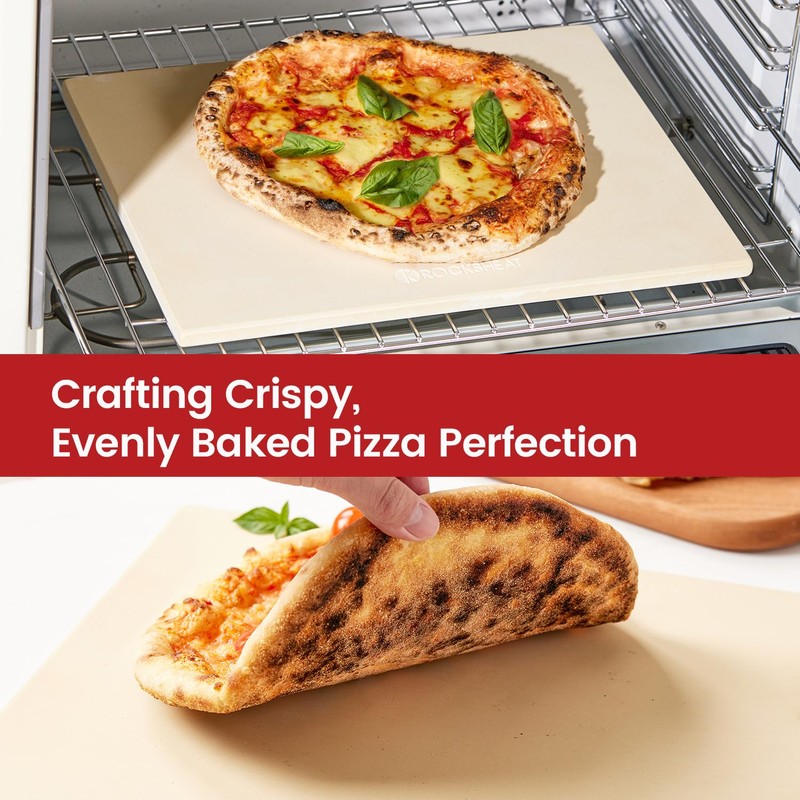 ROCKSHEAT Pizza Stone, Cordierite Pizza Pan for Oven Grill and
