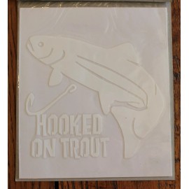 Trout Hooked On White Window Decal Sticker Die Cut Fishing Sports Fish Redneck