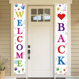 Koliphy Welcome Back Decorations, Welcome Back Door Banner, Welcome Back Banner Decor Photo Booth for Homecoming Family Returning Classroom Party Supplies, White 180x30cm
