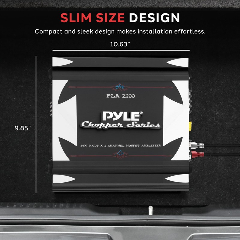 Pyle 2 Channel Car Stereo Amplifier- 1400W Dual Channel Bridgeable